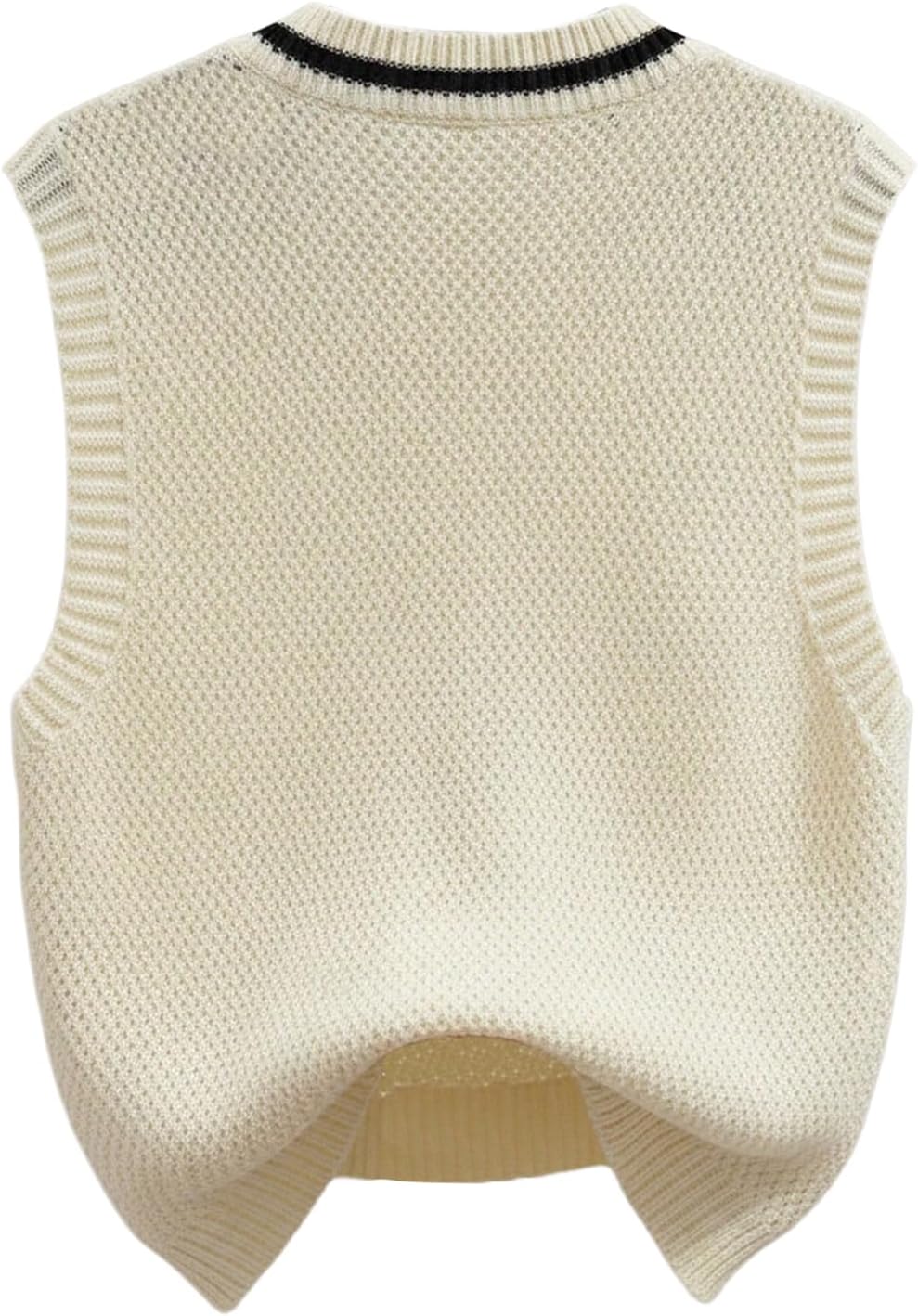 Women's 3 D Floral Pearl Sweater Vest V Neck Sleeveless Knit Vest Elegant Tops - Image 2