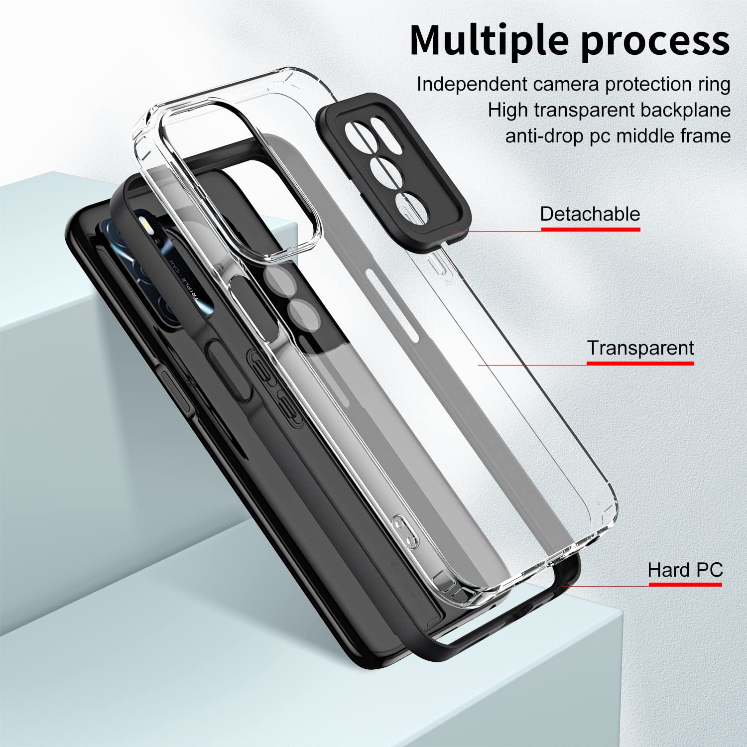 XINYEXIN Cover per Xiaomi Redmi Note 11 4G / Redmi Note 11S, Custodia con Protezione Fotocamera [360° Magnetica Anello Supporto] Hard PC y TPU Silicone Antiurto Custodie - Nero