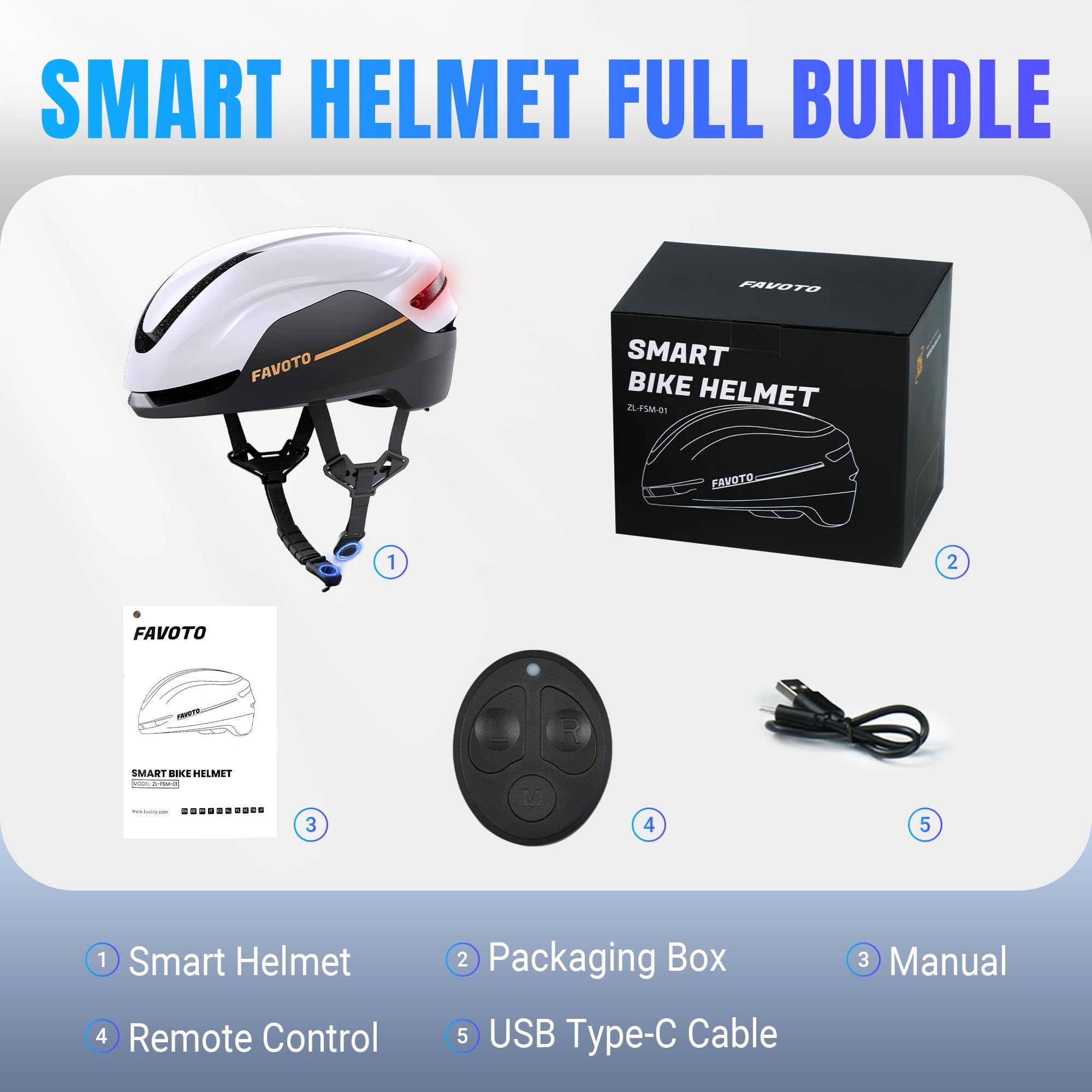 Favoto Casco de Bicicleta Inteligente con Luces e Intermitentes, Certificado CE, Casco de Ciclismo para Adultos con Control Remoto, 3 Modos de luz roja: respiración, Intermitente, Constante