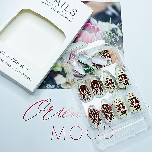 Miniatura 10 de 24 uñas postizas de Navidad a presión, cuadradas, cortas, con punta francesa, color azul, con diseño de purpurina, copo de nieve, cobertura