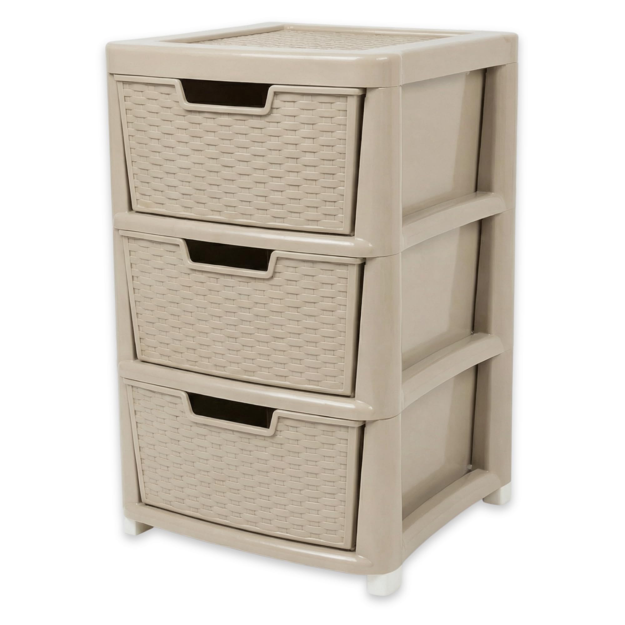 ZYORA 3 Tier Large Mushroom Rattan Effect Drawer - Plastic Durable Stylish with Smooth Pull Drawers - Multipurpose Storage Unit Cabinet Organizer for Home Office, Bedroom, Bathroom, Garage — image 1