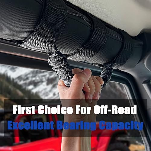 Miniatura 4 de 2 asas de agarre de barra antivuelco para Jeep Wrangler YJ TJ JK JKU JL JLU Sahara Rubicon X Sports Freedom & Unlimited 1987-2022 (Negro)