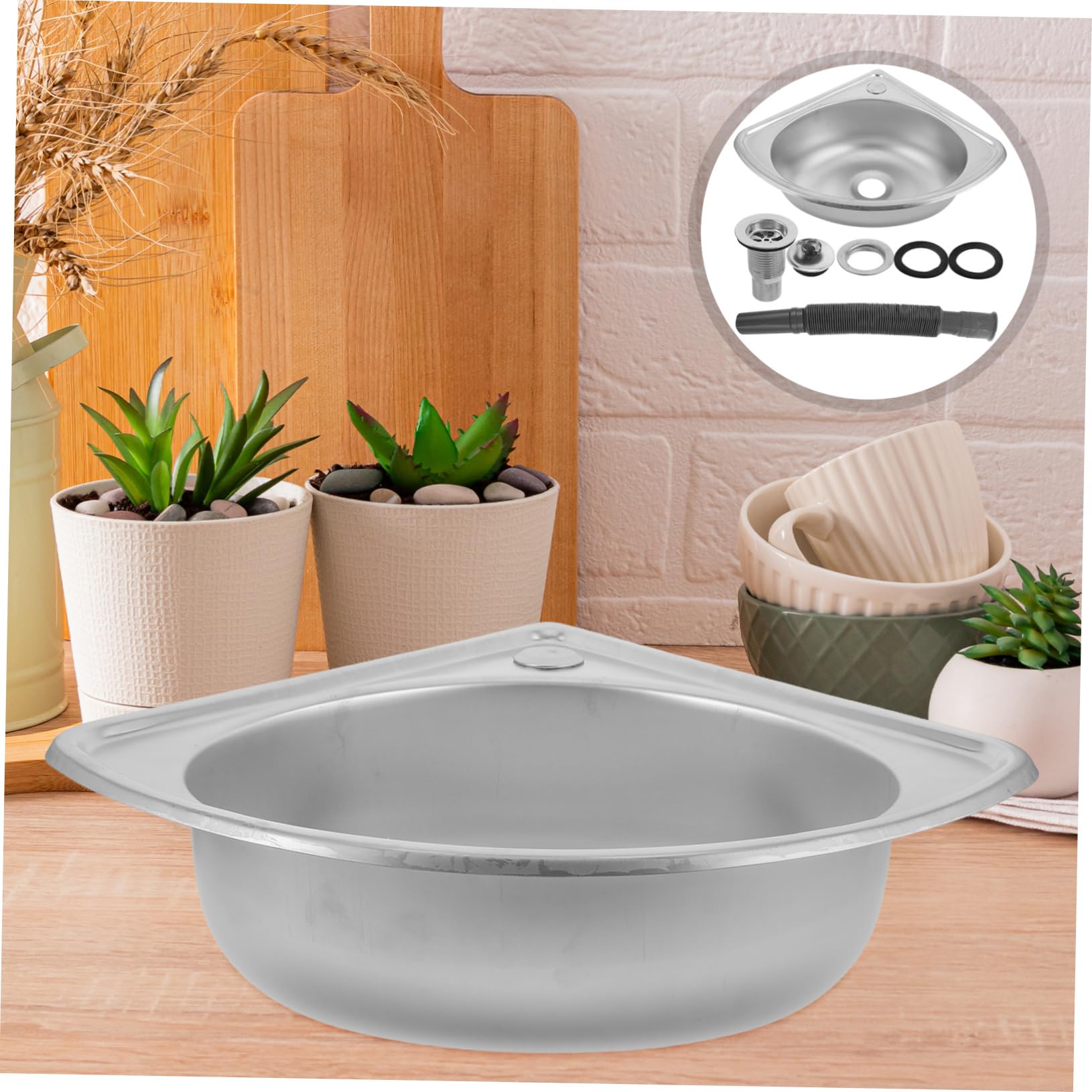 ULTECHNOVO Fregadero Camper de Esquina de Acero Inoxidable Lavabo Triangular Ultrapequeño Seno, Adecuado para Motorhomes y Cocinas Pequeñas Instalación Fácil y Material Varios estilos