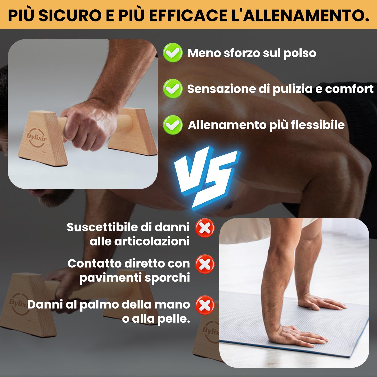 Parallele Calisthenics In Legno Dylixir | 2 Parallele Basse | Per Dip, Push-Up E L-Sit - Foto 3