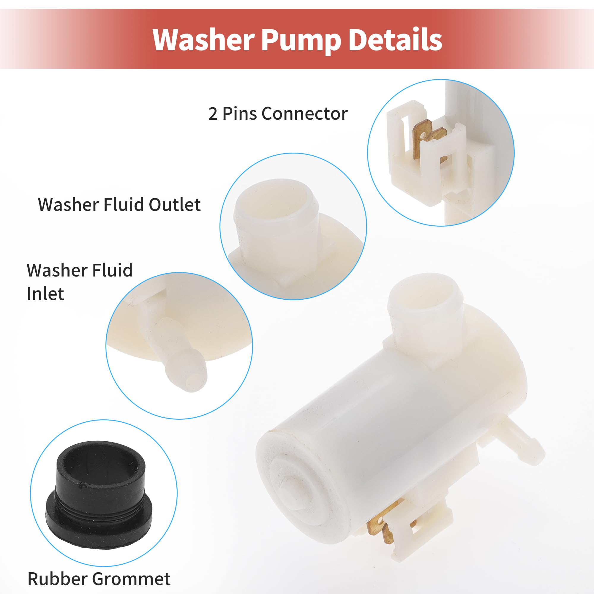 A ABSOPRO Bomba De Agua Para Parabrisas Con Junta Bomba De Líquido Limpiaparabrisas Apto Para Honda Civic Cr-V Para Subaru Gl-10 Loyale No. 86611Ac010 - Paquete De 1