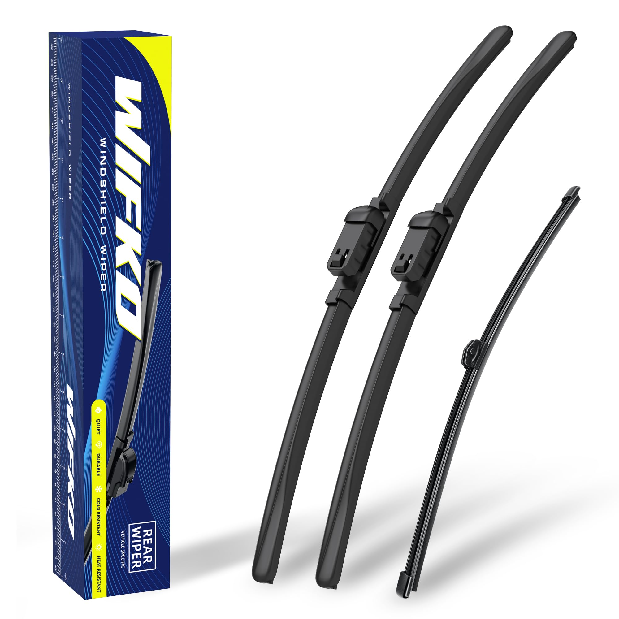 Wifko Scheibenwischer Kompatibel für AUDI Q2, Wischerblätter Vorne + Hinten, Set Frontscheibenwischer und heckscheibenwischer, Auto Scheibenwischer, Set für Frontscheibe und Heckwischer