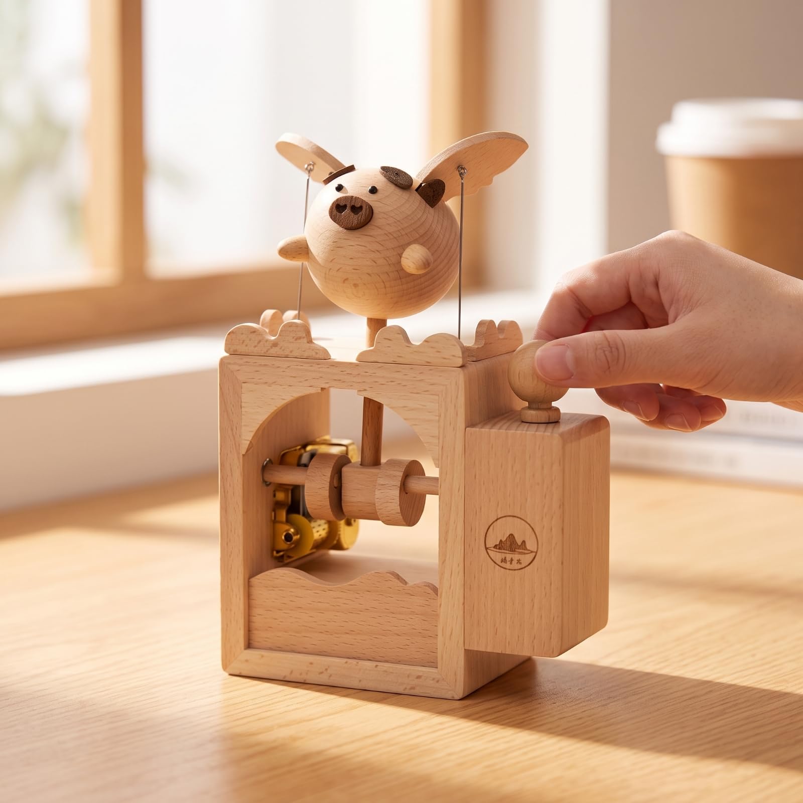 Boîte à Musique Cochon Mécanique, Mignon, Boîte à Musique Manivelle, pr Étagère, Bureau, Bébés, Style B