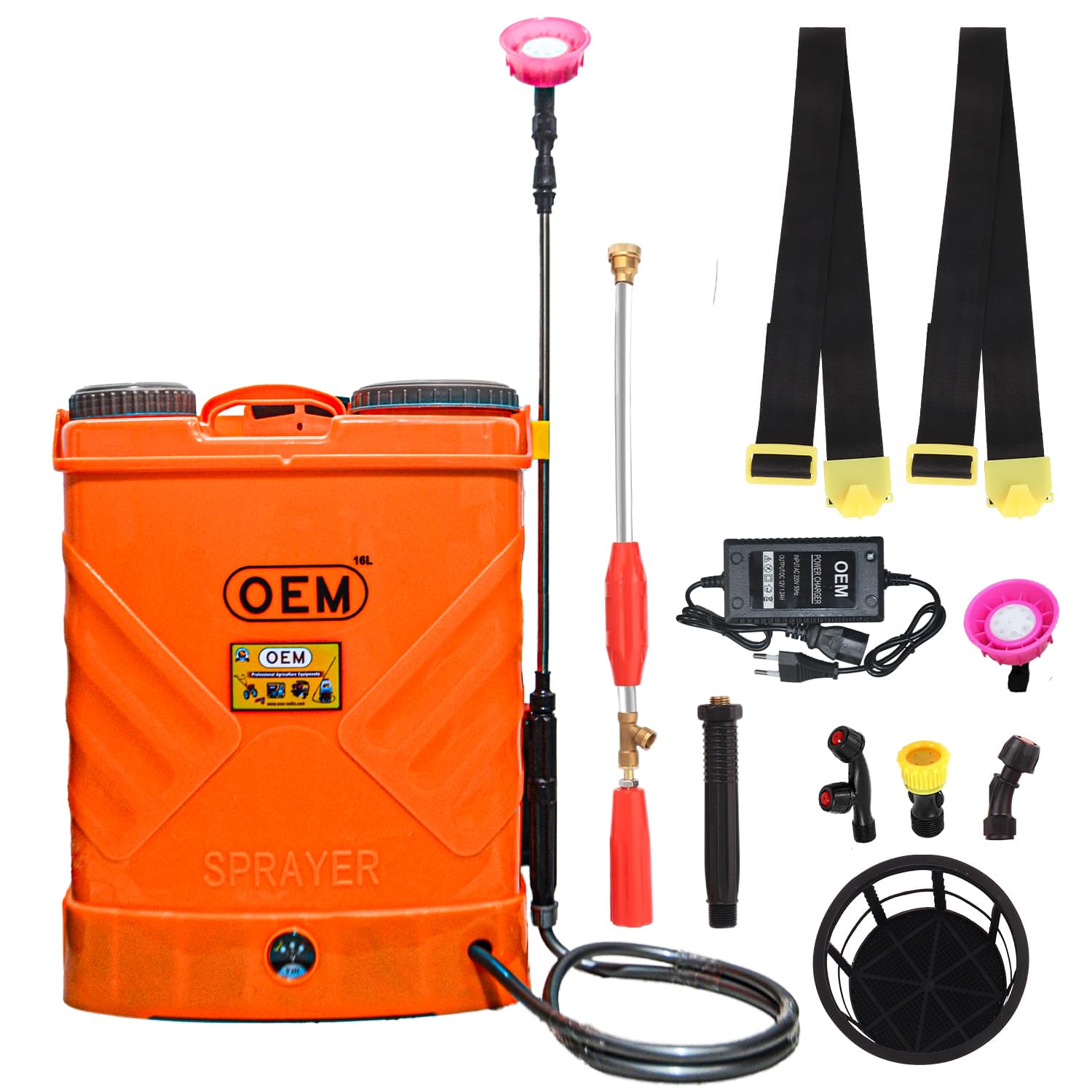 OEM Battery Operated Sprayer Agriculture Cum Garden Sprayer 12 Volt x 8 Ampere 16 Litre Knapsack with High Pressure and Good Battery Backup and Life | Free Copper 60cm Gun and 4 Nozzles (B0CSW7LRR5) Amazon Price History, Amazon Price Tracker