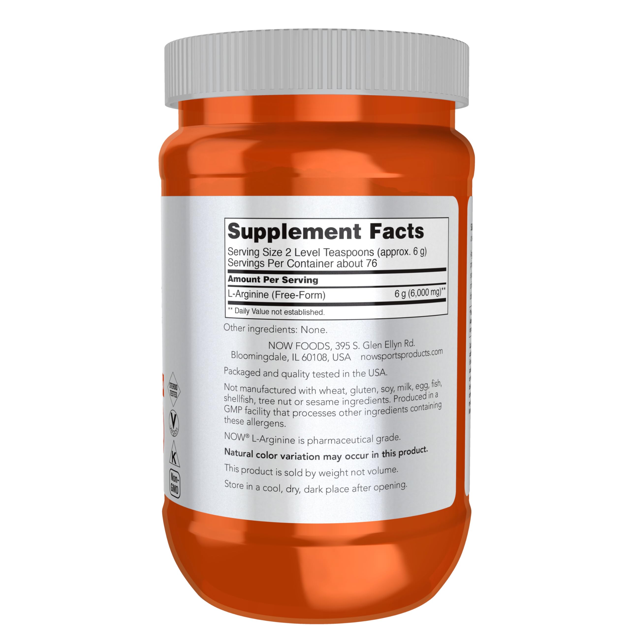 Now Sports, L-Arginine Powder, Nitric Oxide Precursor*, Amino Acids, 1 lb — Amazon image 2
