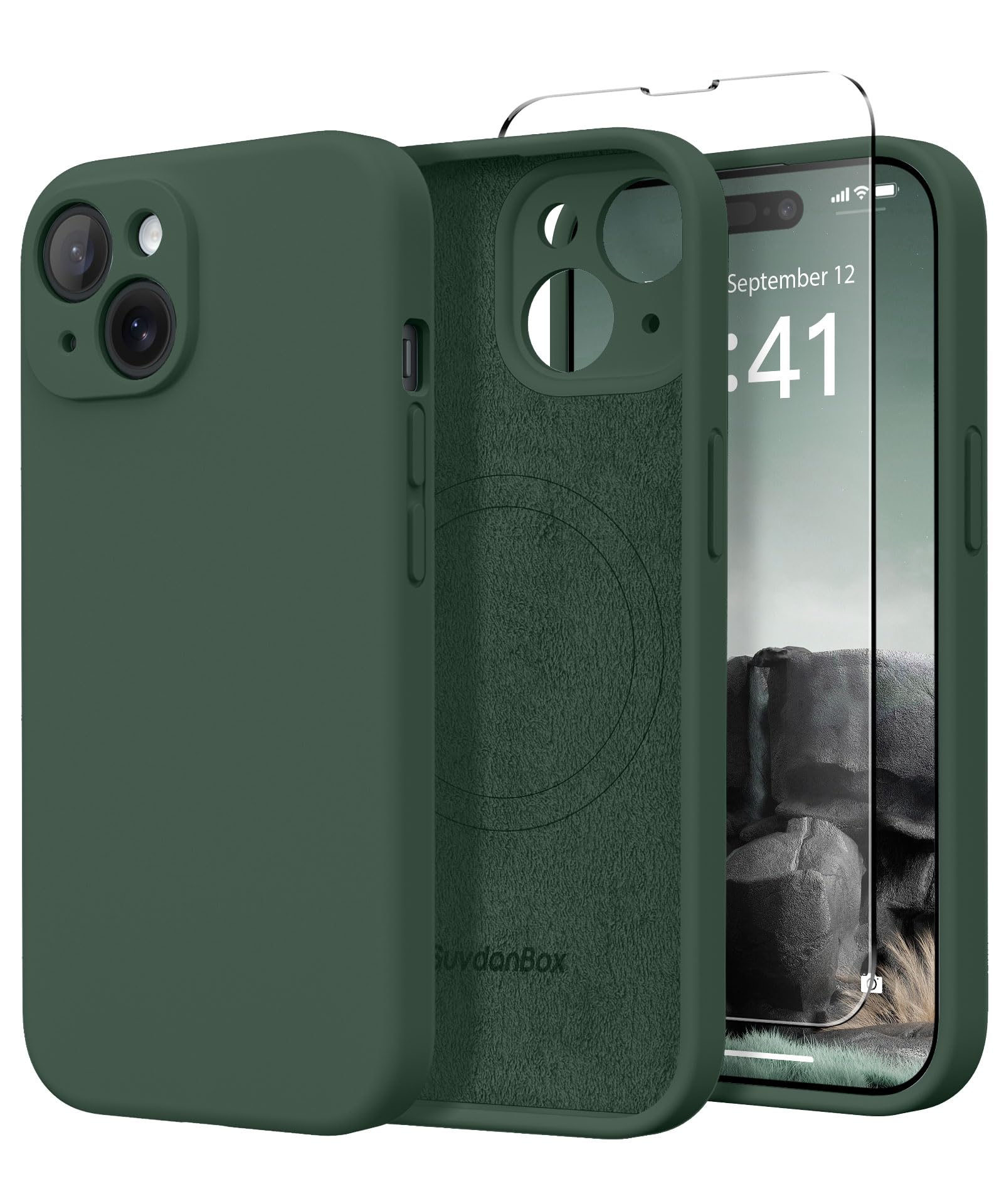 Magnetic for iPhone 13 Case Silicone Alpine Green