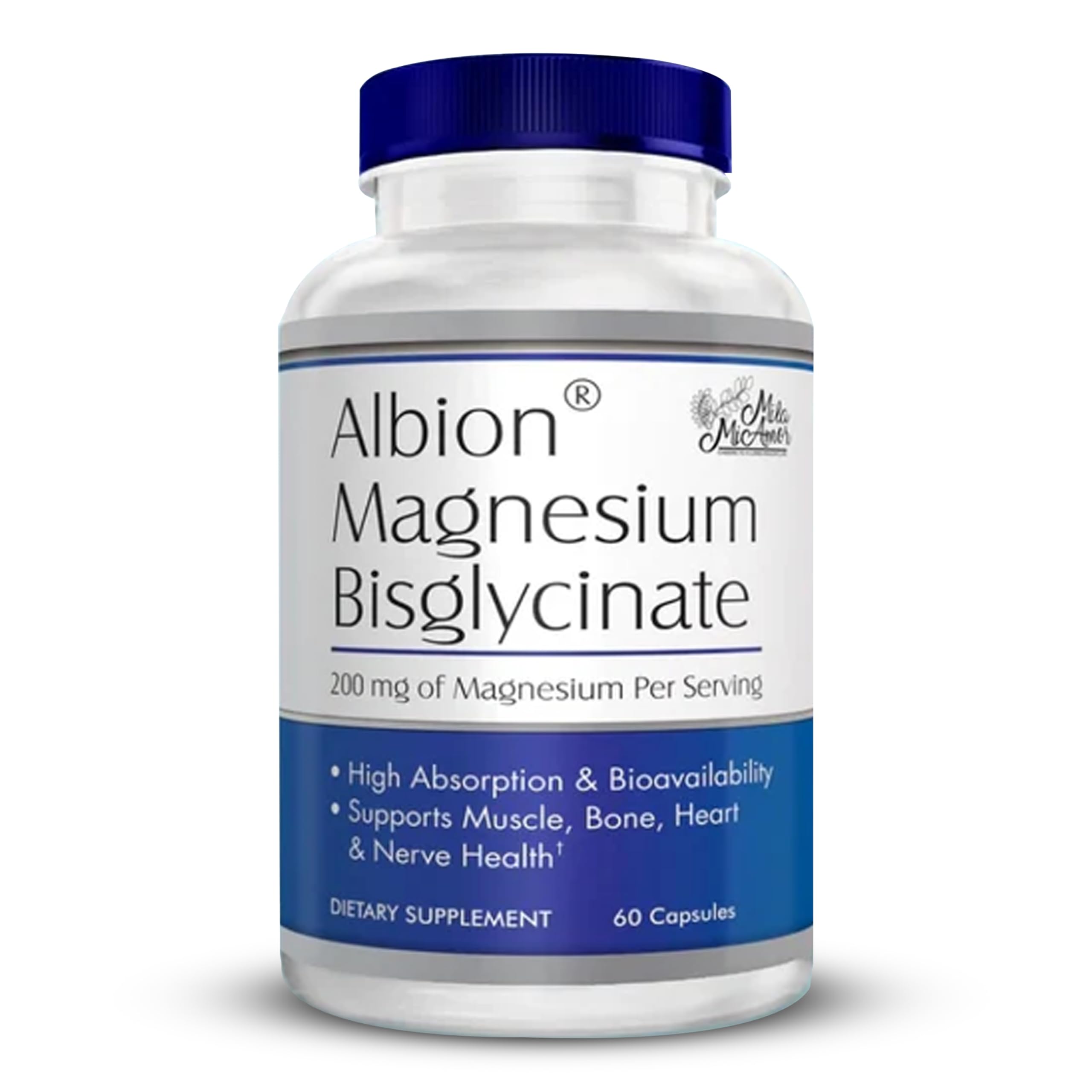 MilaMiAmor Albion Magnesium Bisglycinate Highly Absorbable Chelated Magnesium for Muscle Nerve Relaxation Sleep Support Gentle on Stomach Vegan