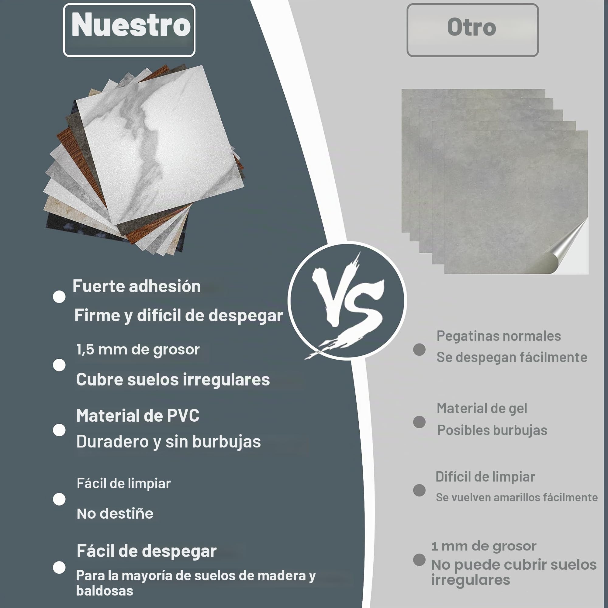 LZQ Revestimiento de suelo de PVC autoadhesivo, 30×30cm, 54 piezas, 5,02m², azulejos de vinilo, adhesivo para suelo, antideslizante, resistente al desgaste y al agua, para salón y cocina, modelo C