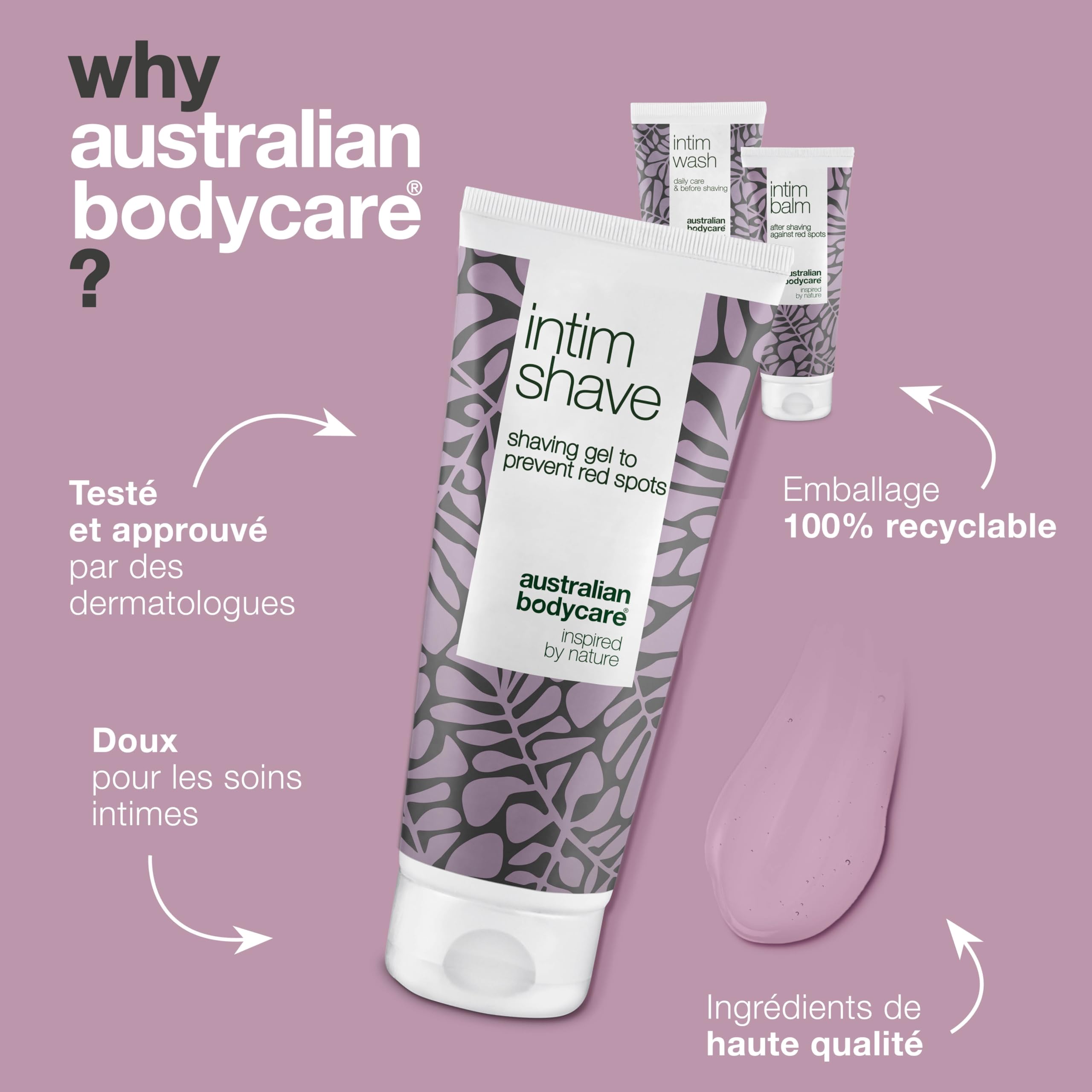 Kit 3 Produits Pour Le Rasage Intime Australian Bodycare | Débarrasser des rougeurs et poils incarnés après rasage | Dans le kit: Intim Wash (200ml), Intim Shave (100ml), Intim Balm Aftershave (100ml)