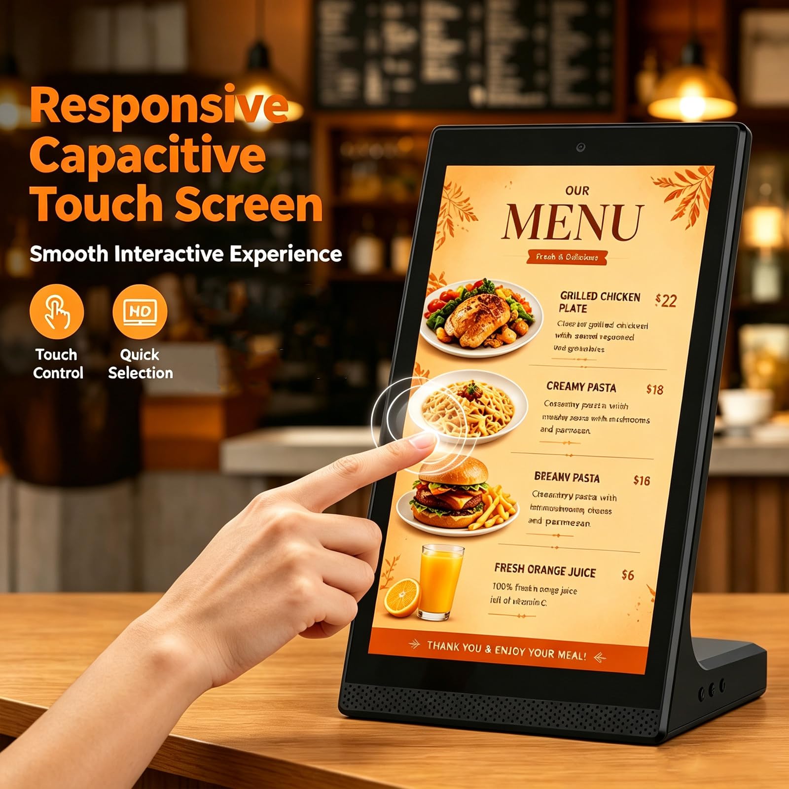 Pannello Menu Digitale per Ristoranti 15,6 Pollici, Schermo Digital Signage Touchscreen con WiFi USB, Display Elettronico per Menu, Offerte e pubblicità