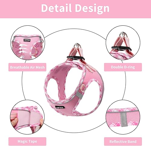 Vista 102 de AMTOR - Arnés para perro con correa, arnés reflectante, ajustable y sin tirones para cachorros con chaleco acolchado para perros y gatos Beige