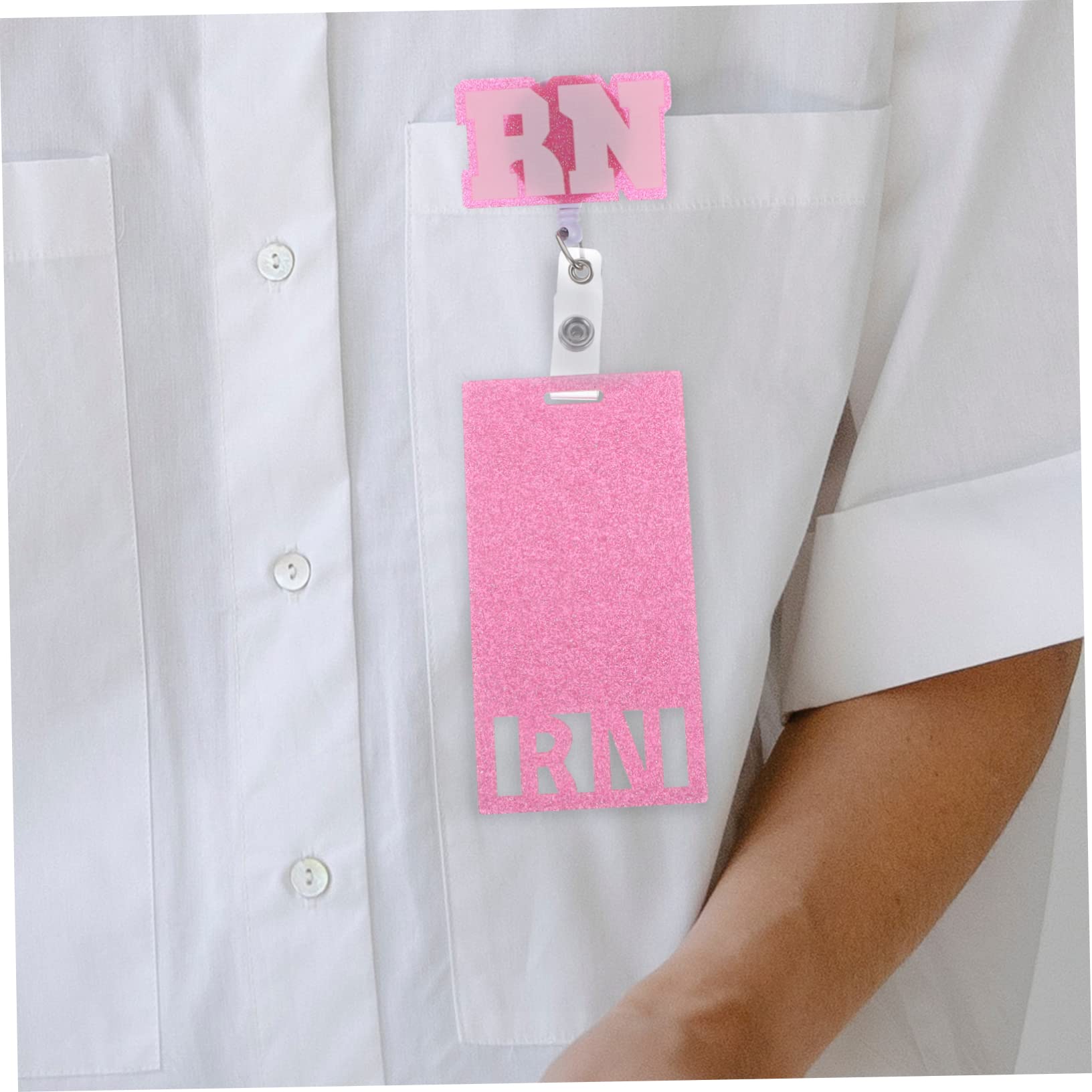 VILLCASE 5pezzi Portabadge Infermiere Glitter Acrilico Con Clip Retrattile Tesserino Accessorio Per e Personale Sanitario Design e