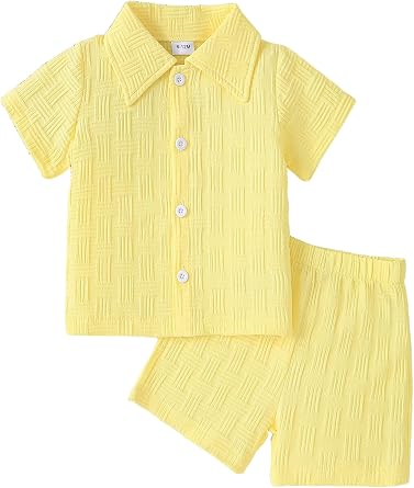 Toddlers and Baby Boys Summer Clothes Infant Boy Button-town Shirt and Short Set Outfits