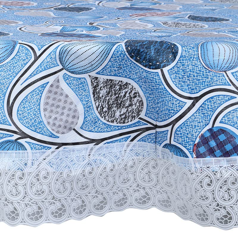 Image of Dakshya Industries Printed PVC Plastic Flowered 4 Seater Round Shape Table Cover (Size- 60 Inches Round)