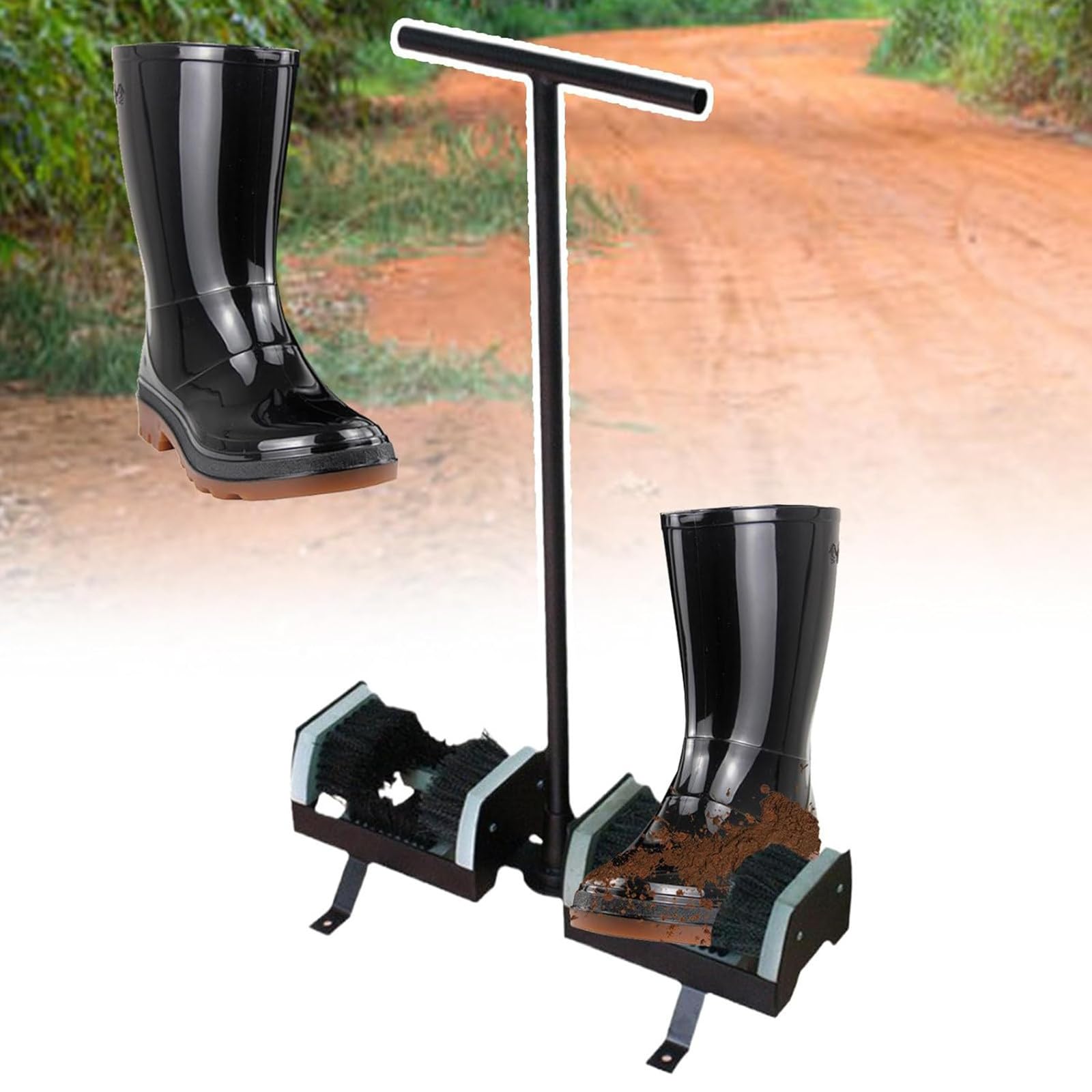 Raspador Botas/Cepillo para Calzado, Raspador Botas Exterior, Cepillo para Botas Jardín, Eliminación Lodo Eficaz, Cepillo con Cerdas Nylon Doble Cara, para Cobertizos, Huertos & Entradas Establos