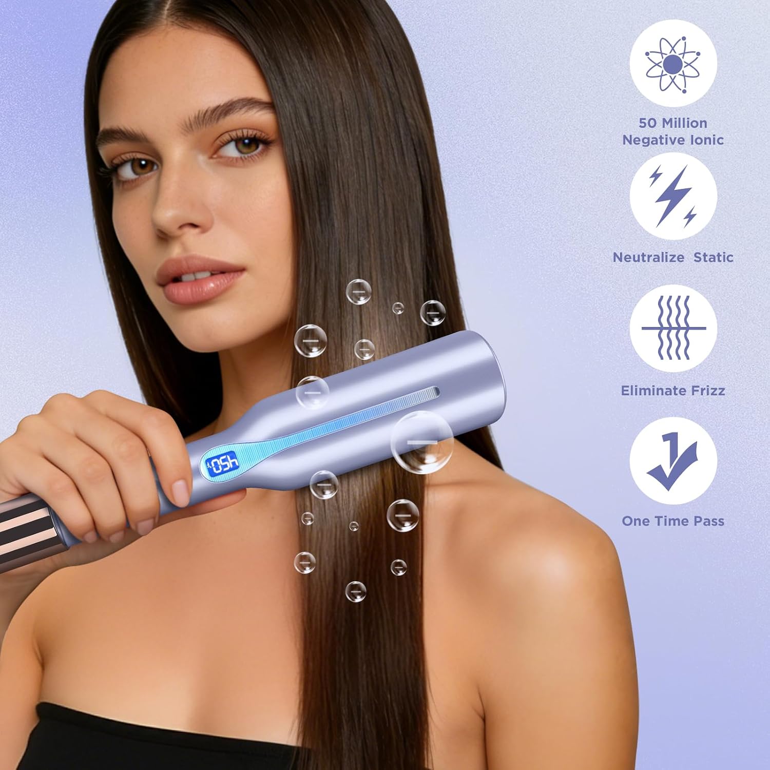IG INGLAM Oversized Infrared Flat Iron Hair Straightener 1.75 Inch Hair Iron for Coarse/Long/Thick Hair, Anti-Frizz Ions 11 Adjust Temp 250-450°F,Travel Dual Voltage,Gift,Titanium Plate,Purple