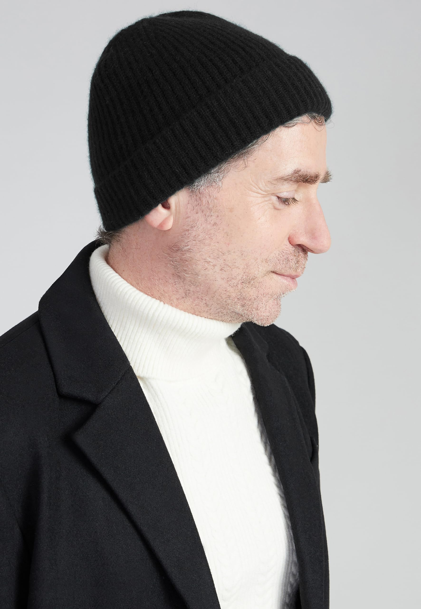 Style & Republic Gorro clásico de cachemira para hombre con estructura acanalada de 100% cachemira, gorro de punto premium con cintura de 52 cm, ideal para días fríos, talla única/talla única