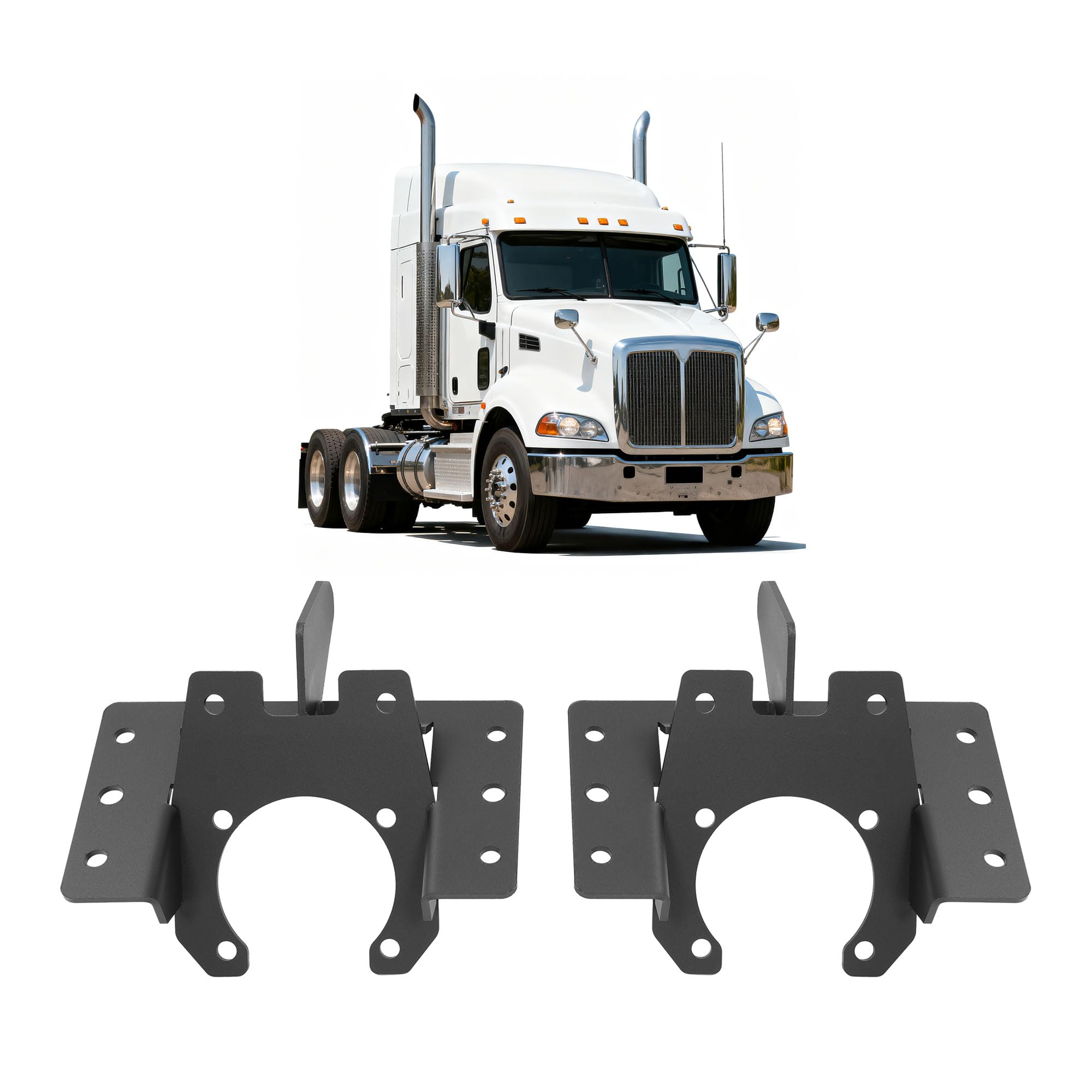 HECASA Front Bumper Bracket Compatible with Kenworth T660 Models Bumper Mounting Brackets Steel Black Powder Coated