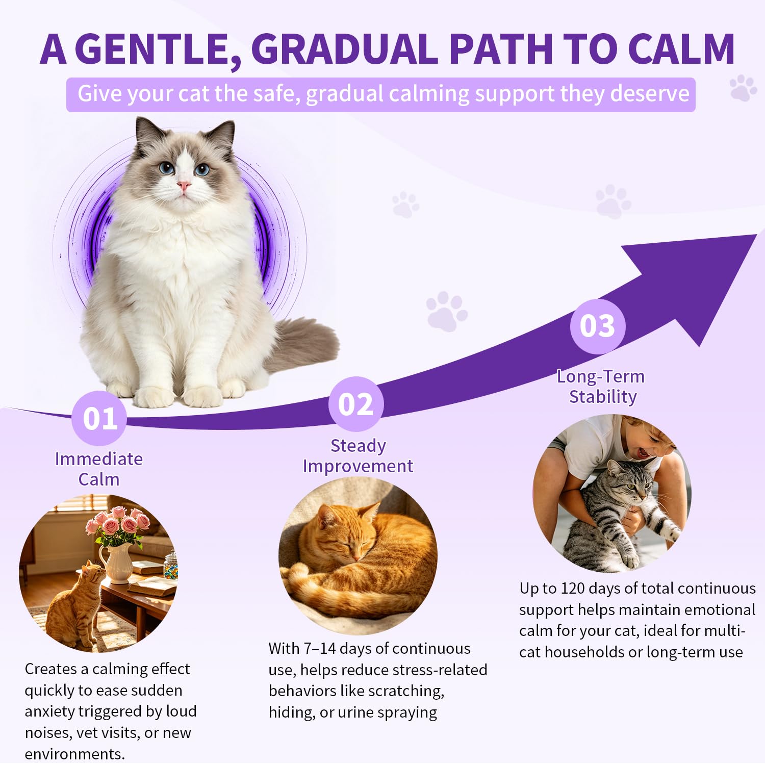 Kit diffuseur apaisant pour chat avec 2 diffuseurs et 4 recharges (48 ml chacun), diffuseur apaisant aux phéromones de chat pour soulager l'anxiété, réduire le stress et soutenir le comportement