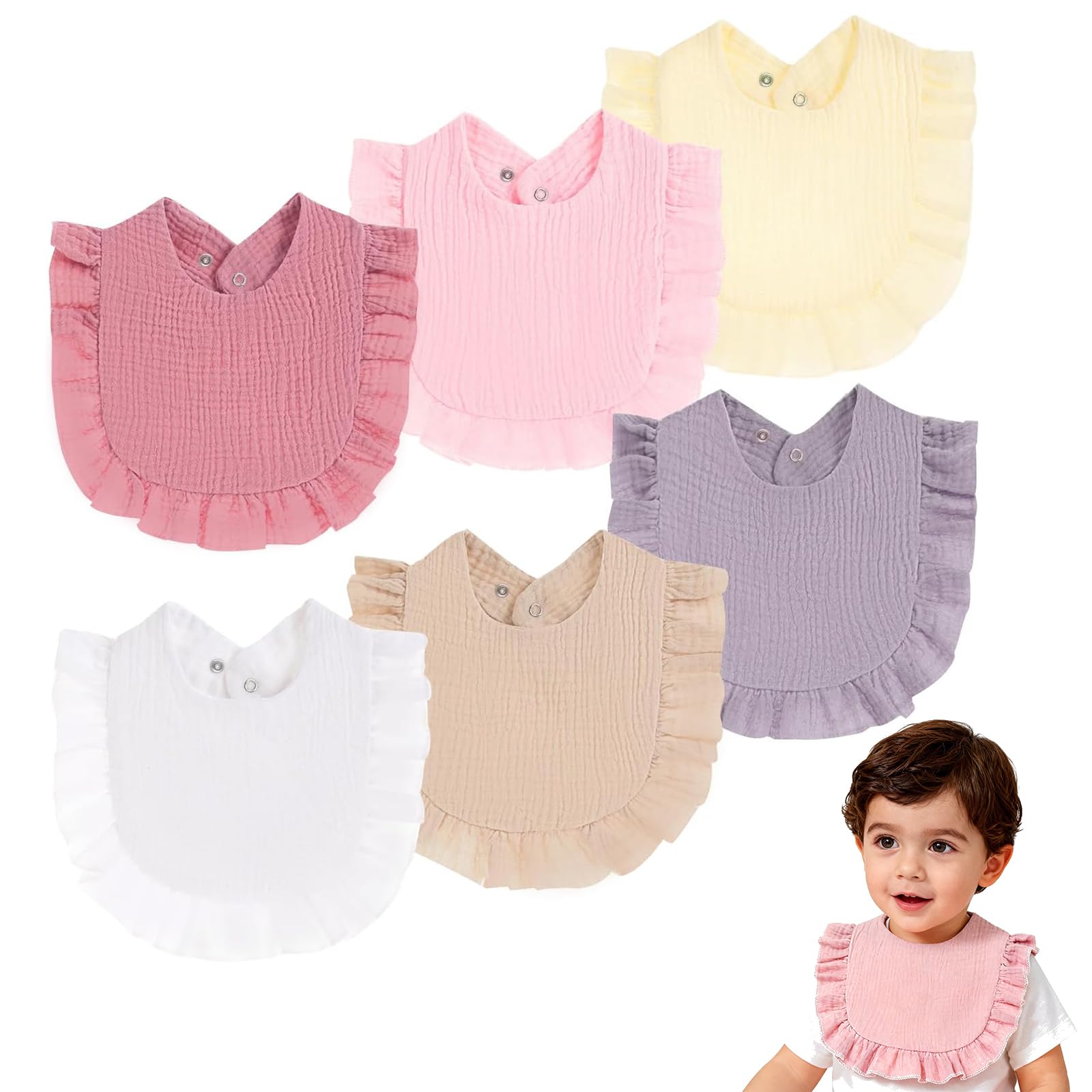 Xiansini 6 Pack Baby Bibs Muslin Dribble Bibs Bandana Baby Dribble Bibs for Newborn 0-24 Months Soft Absorbent Teething Bibs Cotton Unisex Baby Feeding Bibs for Boys Girls Drooling and Weaning