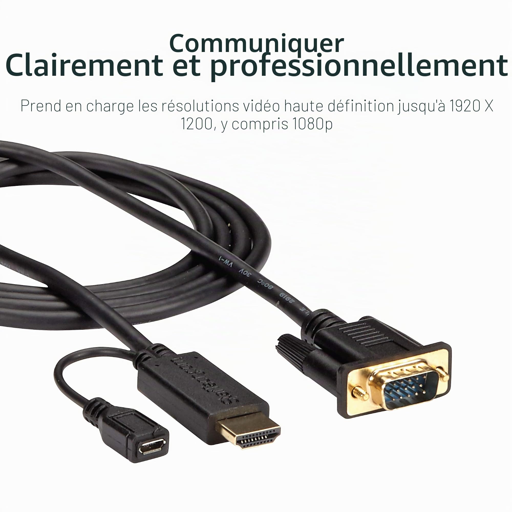 StarTech Câble HDMI vers VGA Actif 1,8m, 1920x1200, Noir (HD2VGAMM6)
