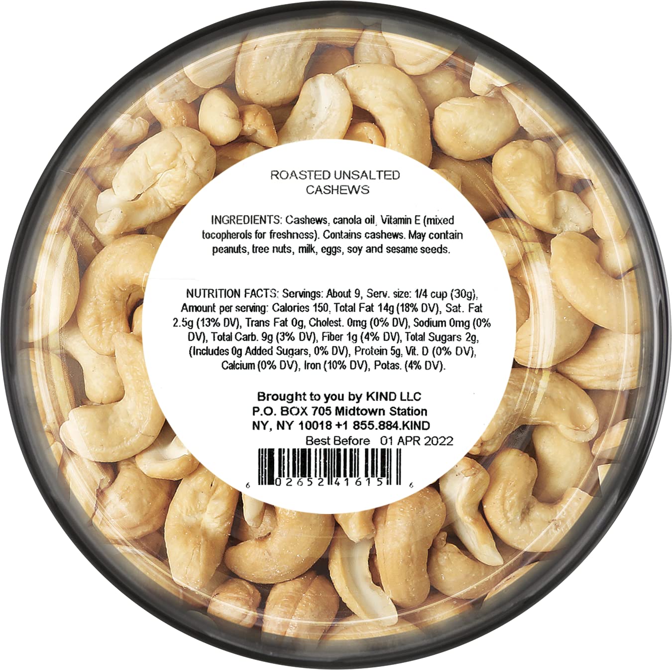 KIND Roasted Unsalted Cashews