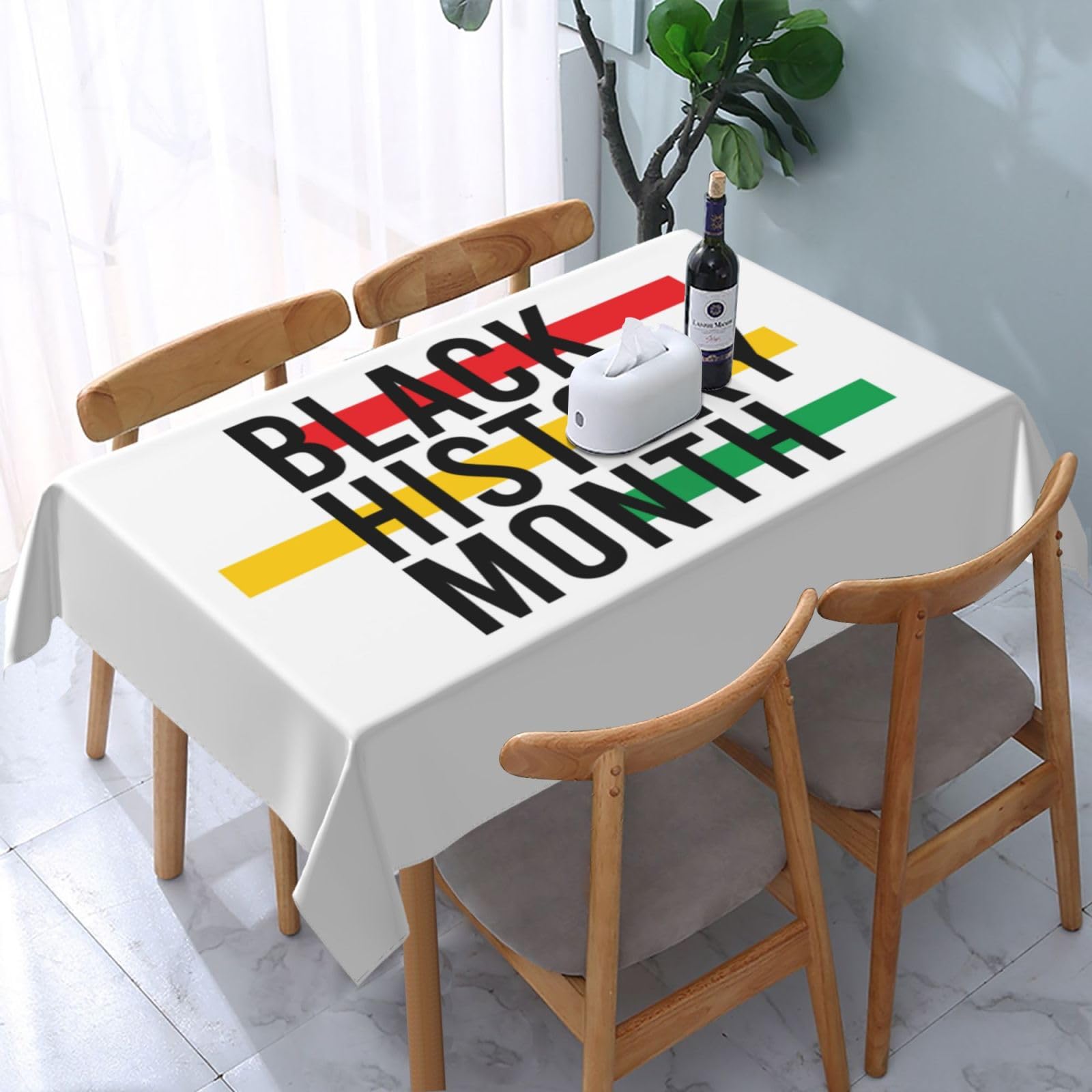 JunHeArt Black History Month Tablecloth Rectangle Table Cover Washable Table Cloths Decor For Kitchen 54" X 72"