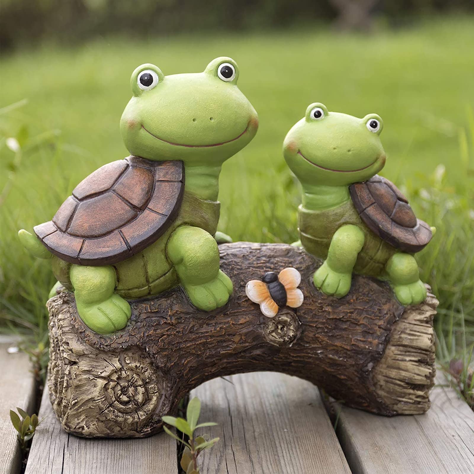 Tortoise Mother And Baby Kiss With Solar Lights