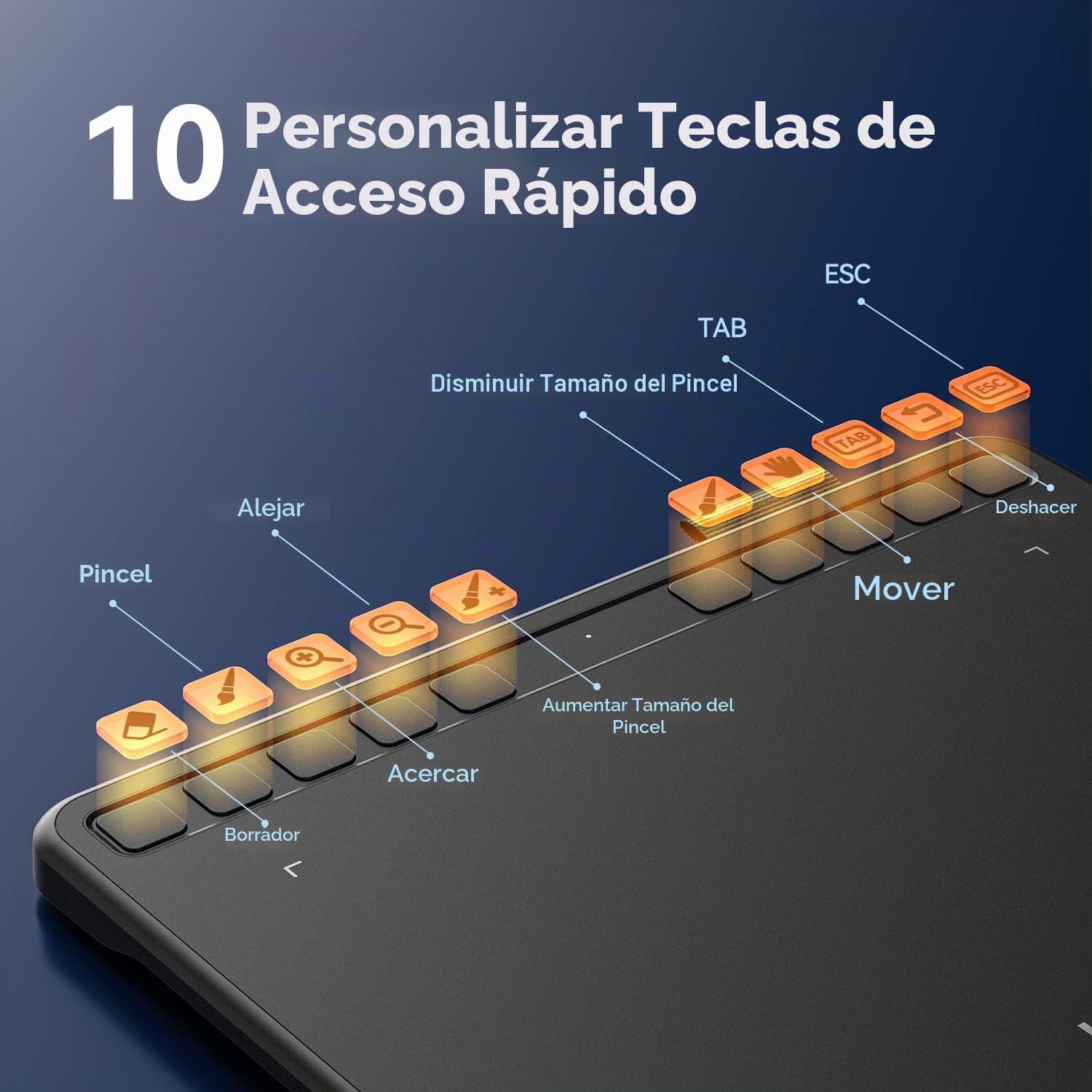 UGEE S640 Tableta gráfica de dibujo digital ultradelgada portátil con función de inclinación de lápiz óptico sin batería 8192 Sensibilidad a la presión Compatible con Windows/Mac/Linux/Android