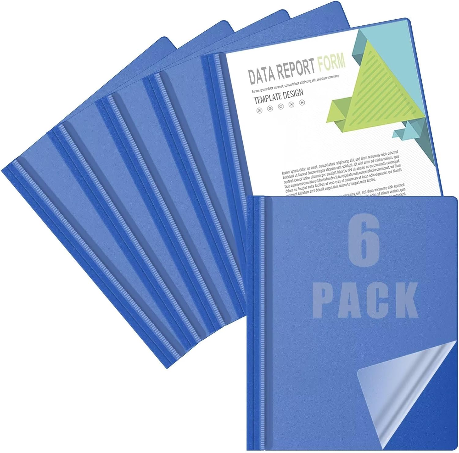 Pack of 6 Clear Front Report Covers with 3Prong Fasteners