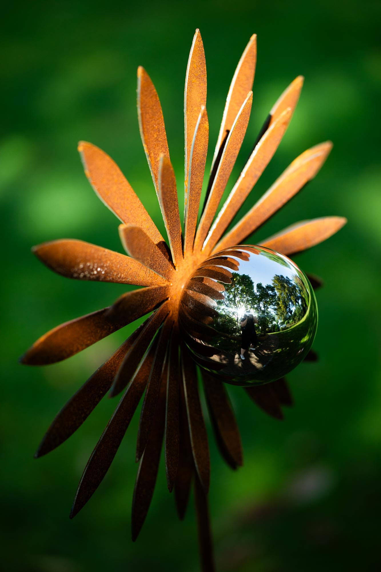 Piquets De Jardin Coeur Bornhöft Piquet De Jardin En Métal - Décoration De Jardin - Rouille - 110 Cm - Avec Boule En Acier Inoxydable (fleur Rouillée B Piquets De Jardin 14 Pouces