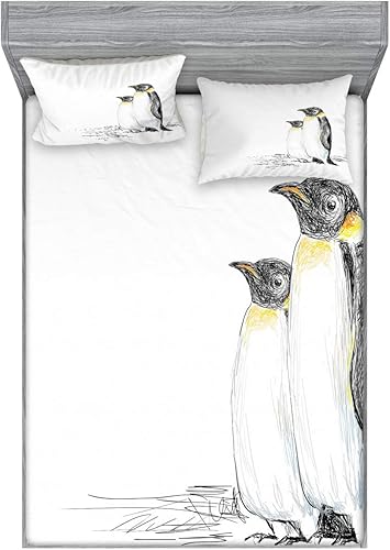 Miniatura 158 de Ambesonne Juego de sábanas bajeras y fundas de almohada, diseño retro de los videojuegos con botones de joystick vintage de los años 80 y 90, diseño