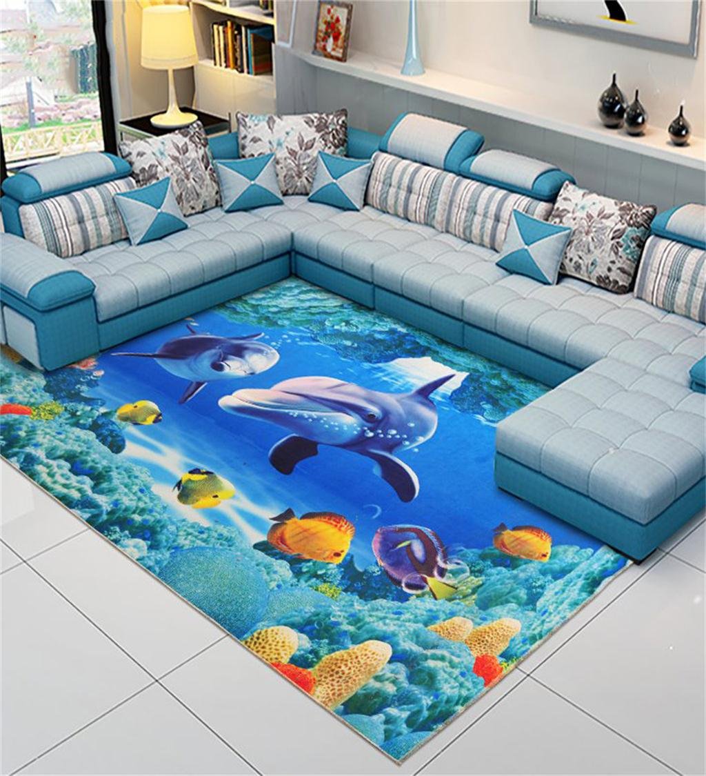 CAIJUN Rugs Carpet Bedroom Living Room Mediterranean Coffee Table Mat Machine Washable Custom Bedside Pad Area Rugs (Color : B, Size : 80 * 160cm)