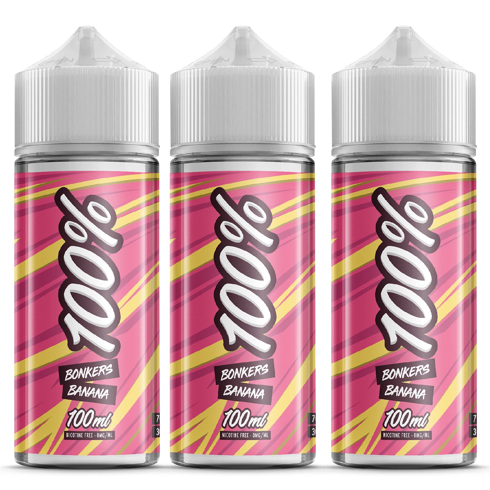 Triple Pack - 3 x 100ml Bonkers Banana E Liquid 70/30 Vape Juice E-Liquid Juice 0mg Flavoured eJuice E Cigarette Liquid No Nicotine 120ml Bottle Short Fill 300ml (100% E-Liquids)