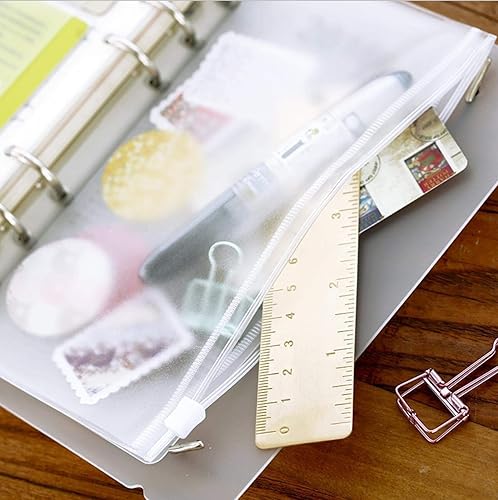 Miniatura 6 de Harphia 14 bolsillos para carpetas tamaño A7, 6 agujeros, con cremallera, para carpetas de 6 anillas, hojas sueltas, impermeables, de PVC, EVA