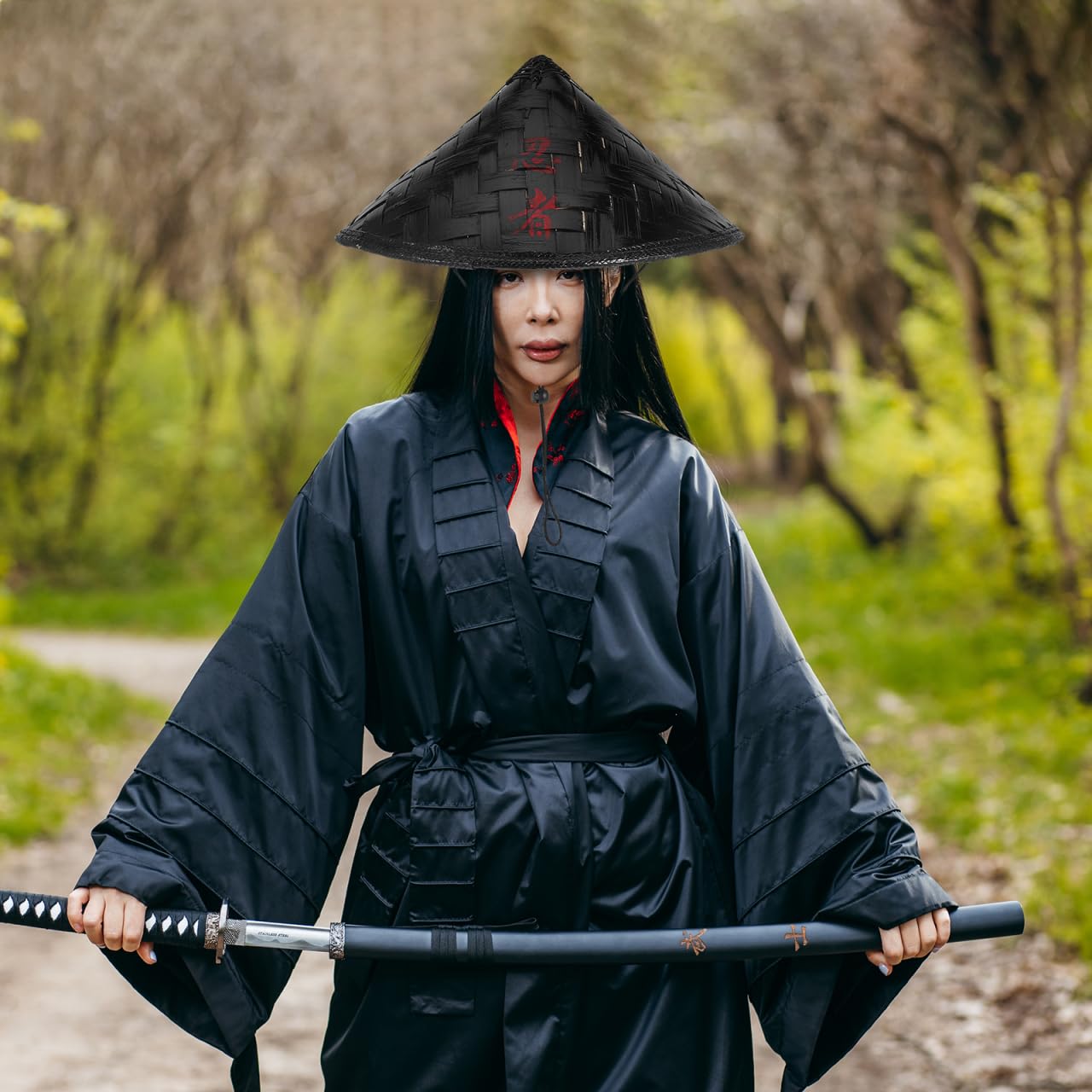 LIFKOME 1/2 confezioni Giappone Samurai Cappello Ninja Bamboo Hat Cono Cinese Cappello di paglia per Cosplay Party Accessorio