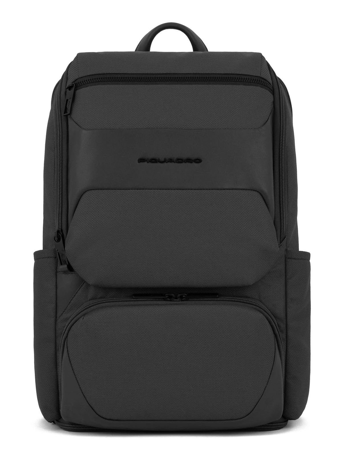 PIQUADRO Gio 15.60" Leather and Fabric Laptop Backpack, Black, Taglia unica, Business