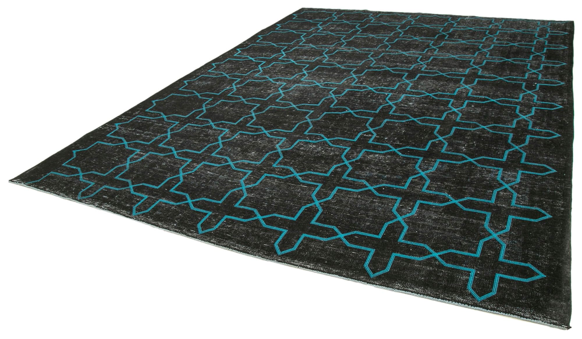99 x 130 - 297 x 395 Cm Geometric Carpet Black Geometric Bohemian Wool Cotton Handmade Handknotted Vintage