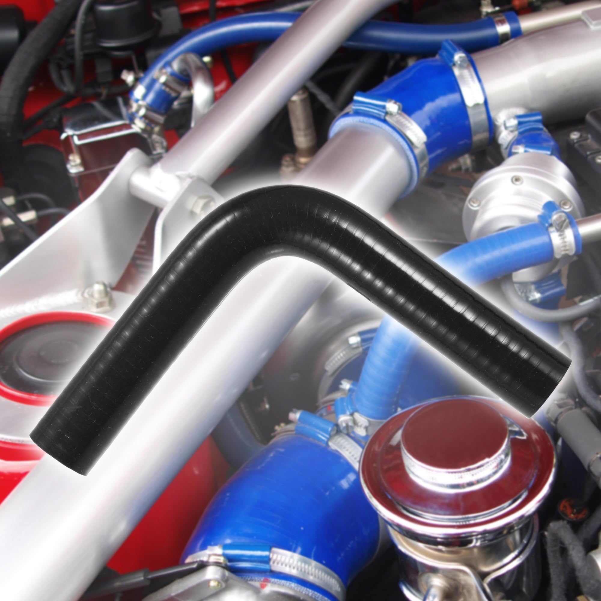 A ABSOPRO Manguera De Silicona 90 Grados 25Mm Id Para Intercooler Turbo | 25 Mm Id, 35 Mm Od, 5 Mm Grosor, 150 Mm Longitud, -60°C A 300°C, Universal Para Motores Enfriadores.