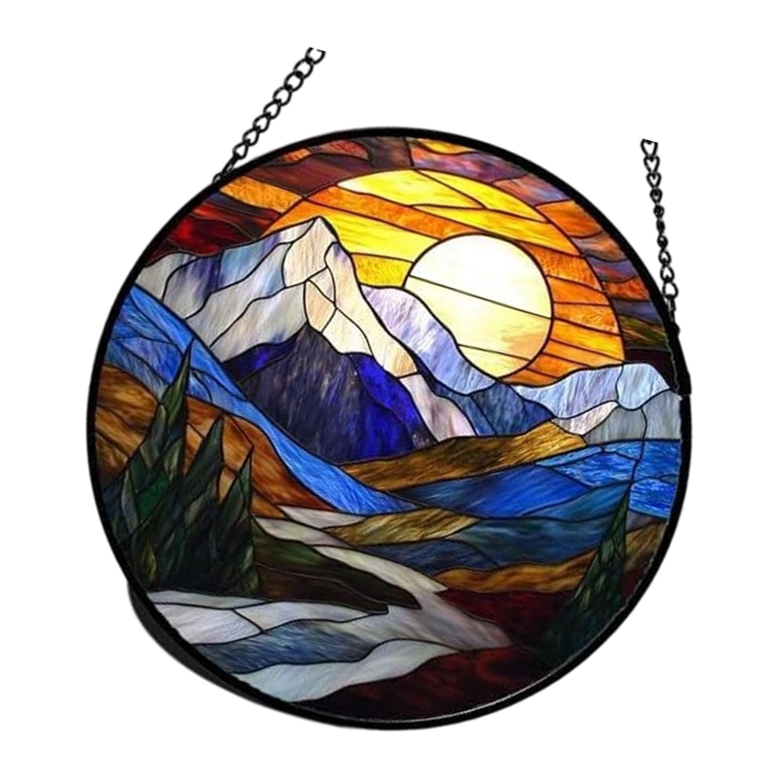 Jazuaiao Colorful Acrylic Light Catchers Stained Glass Landscape Suncatchers Ornament for Home Garden Decors and Window Hanging Landscape Acrylic Hanging Ornament