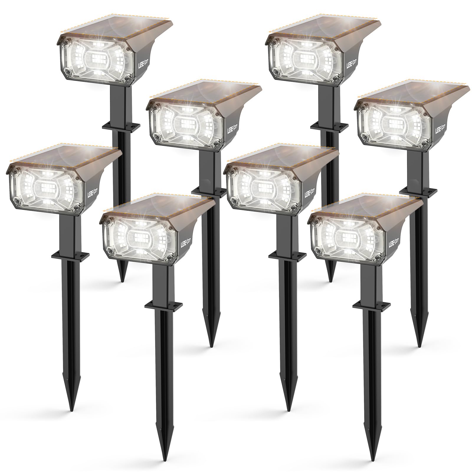 LEREKAM Solar Spot Lights Outdoor,40 LEDs Solar Outdoor Waterproof Landscape Lights with 3 Light Modes, Solar Powered Garden Yard Wall Lights Auto On,Off for Patio 8 Pack
