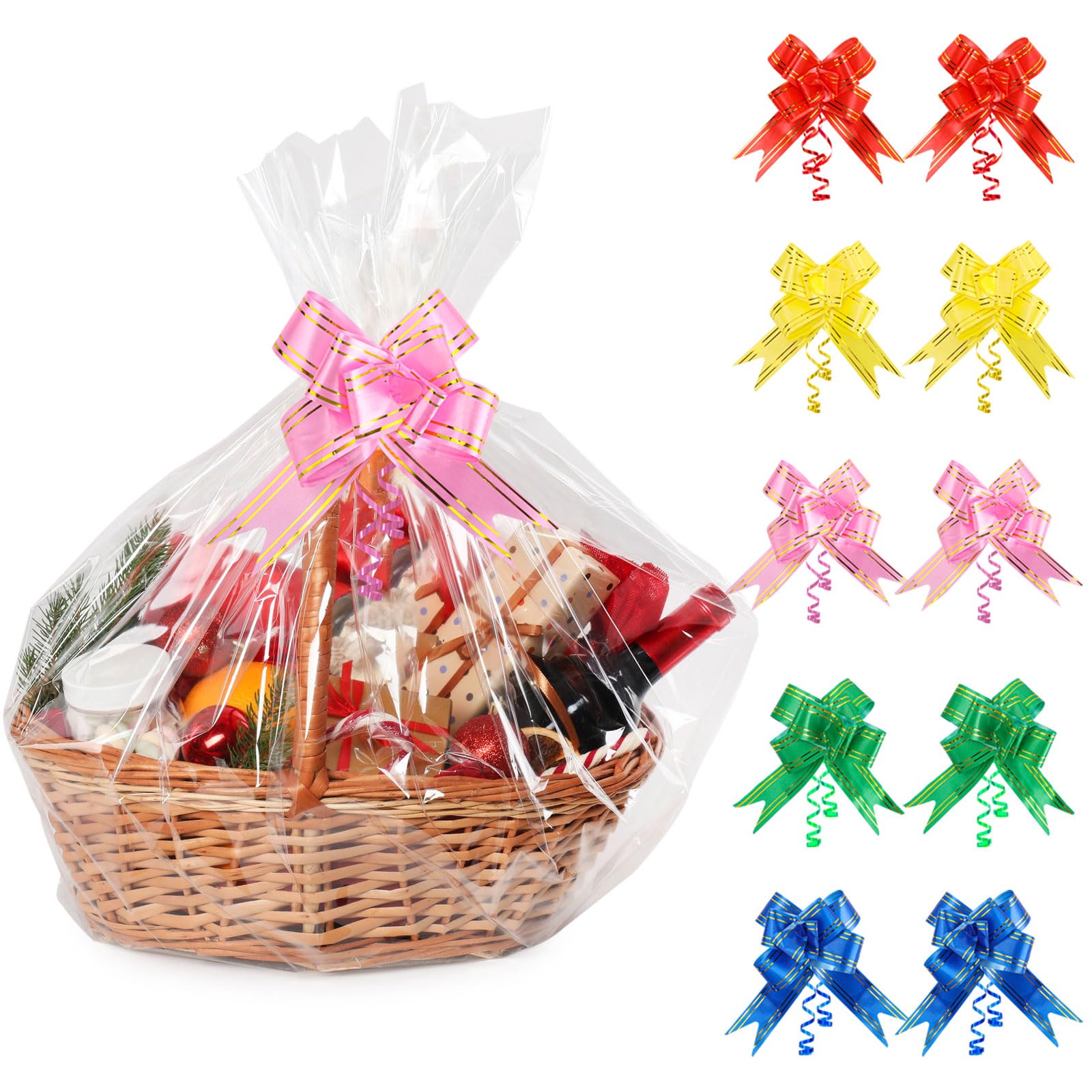 20Pcs Large Cellophane Wrap for Hampers,70x50cm Clear Cellophane Wrap Bags