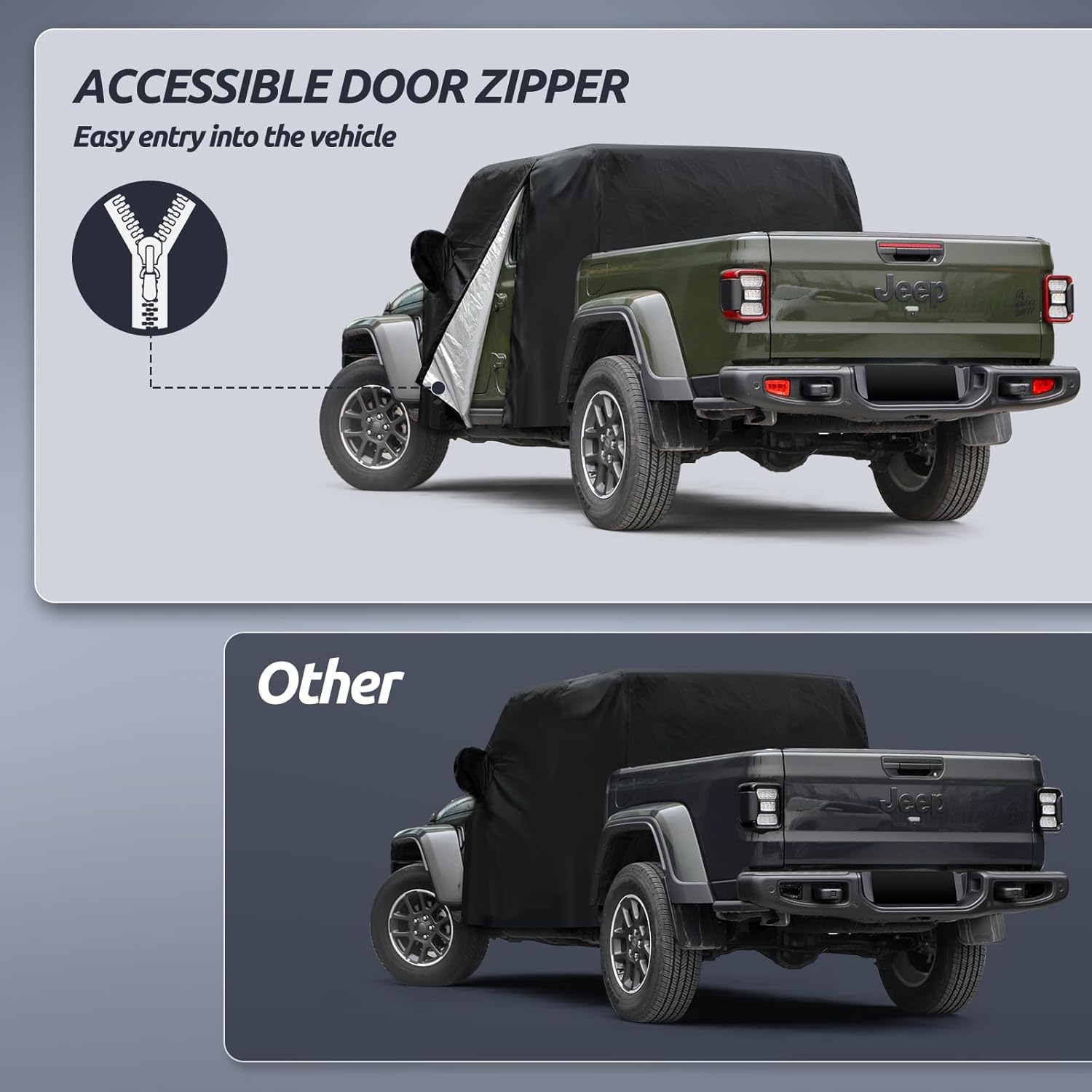 Car Cab Cover for Jeep Gladiator 2020-2025, Migaven Waterproof Cover with Driver Door Zipper Windproof Straps All Weather Snow Rain UV Protection