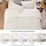 Sasttie Fluffy Comforter Set Queen 3 Pieces - Super Soft & Fuzzy Cream White Comforter Set for Winter Warm Fleece Bedding, 1 Luxury Heavy Faux Fur Down Alternative Comforter with 2 Pillow Cases