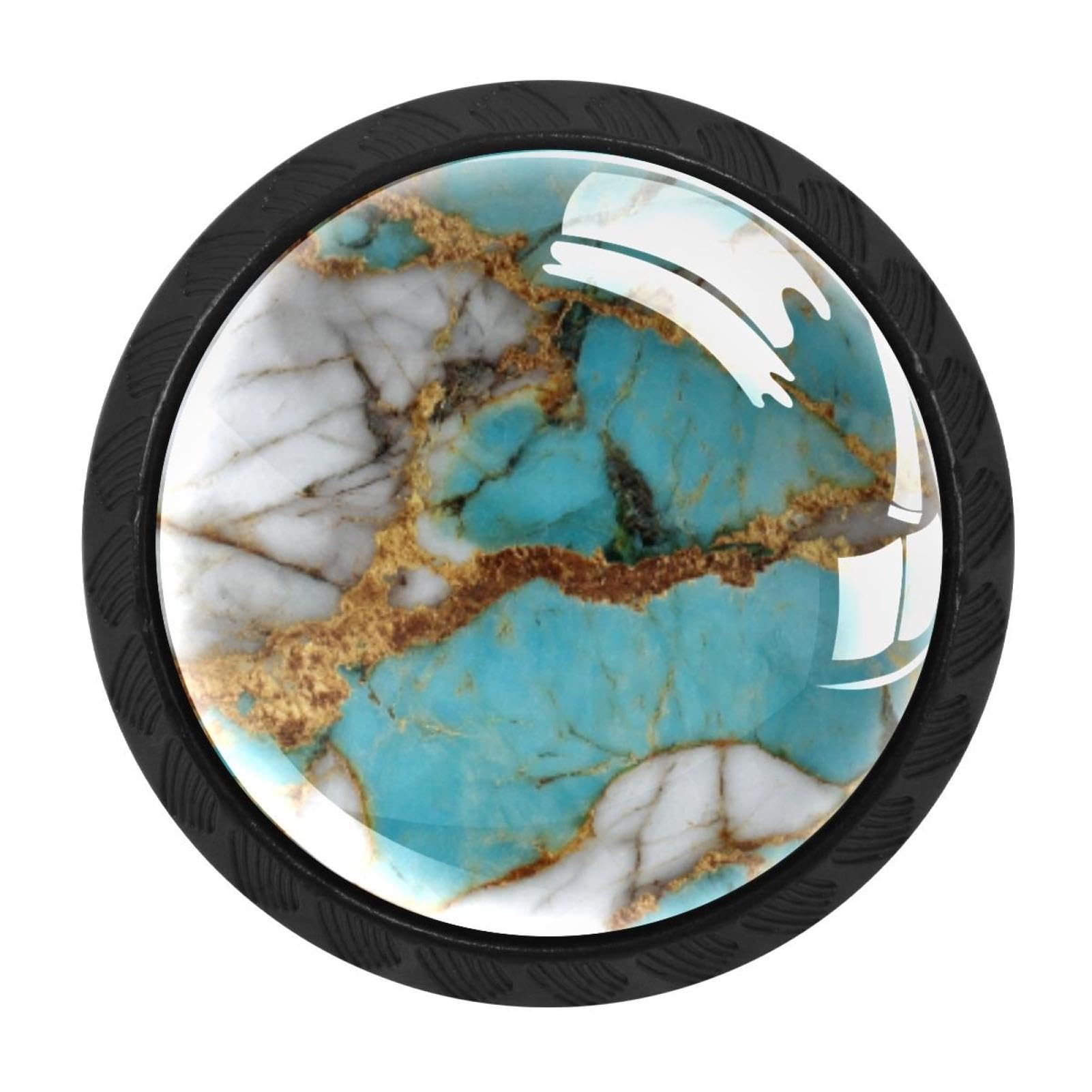 CHENZZZZ 4 Pieces Kitchen Cabinet Knobs Cyan Gold Marble White Drawer Knobs Dresser Knobs Drawer Pulls Door Knobs Dresser Drawer Handles Knobs for Dresser Drawers