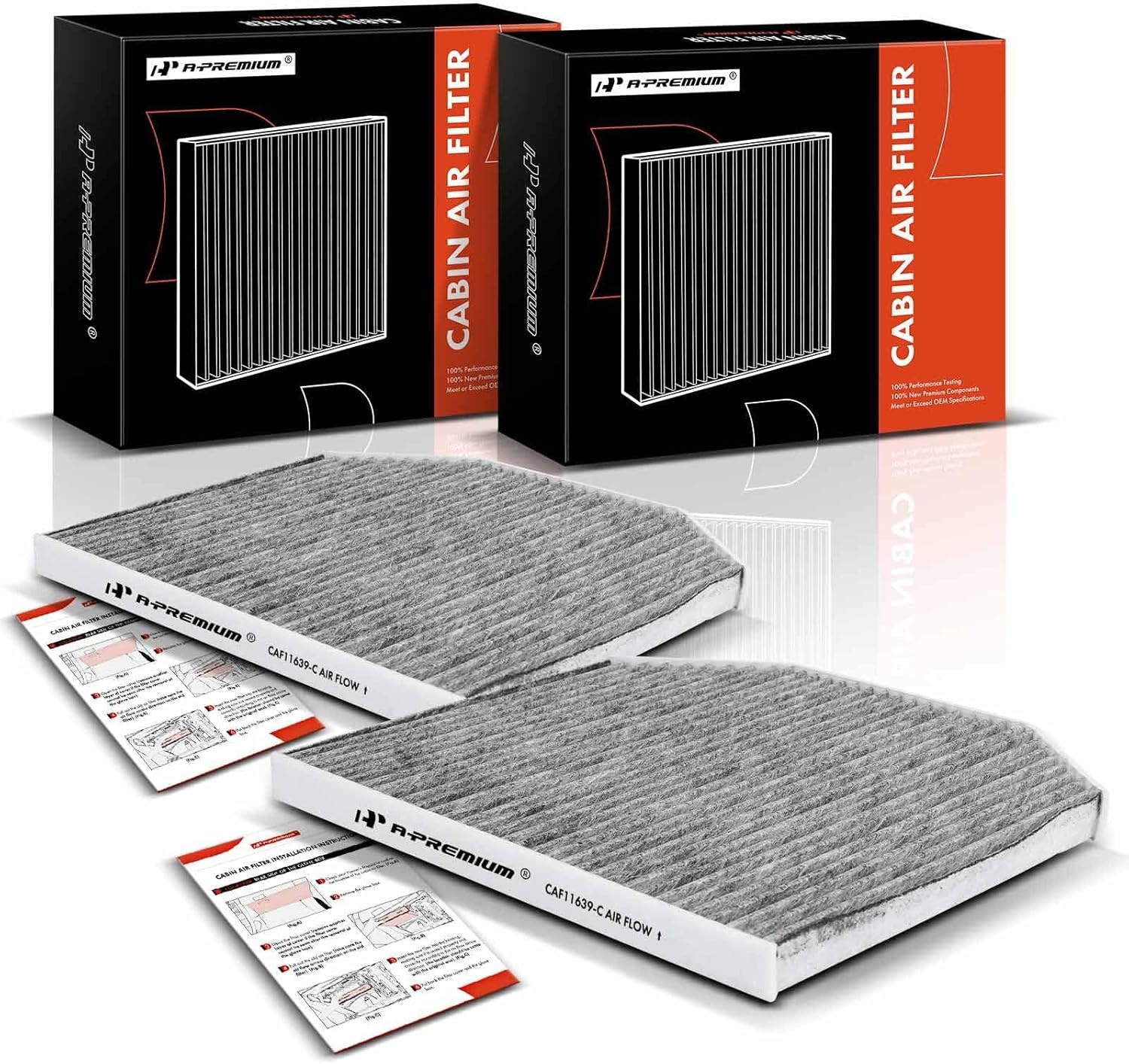 A-Premium 2-PC Cabin Air Filter with Activated Carbon Compatible with Chevrolet Caprice 2011-2017, SS 2014-2017 & Pontiac G8 2008-2009, Replace# 92184248
